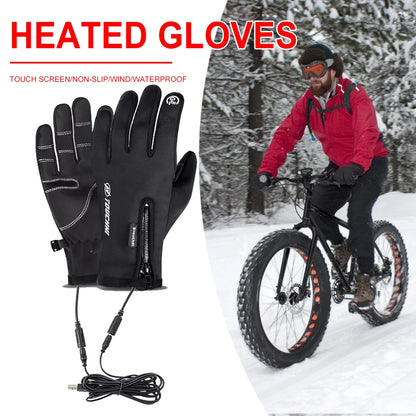 USB Touch Screen Gloves Heated Motorcycle Gloves Winter Skiing