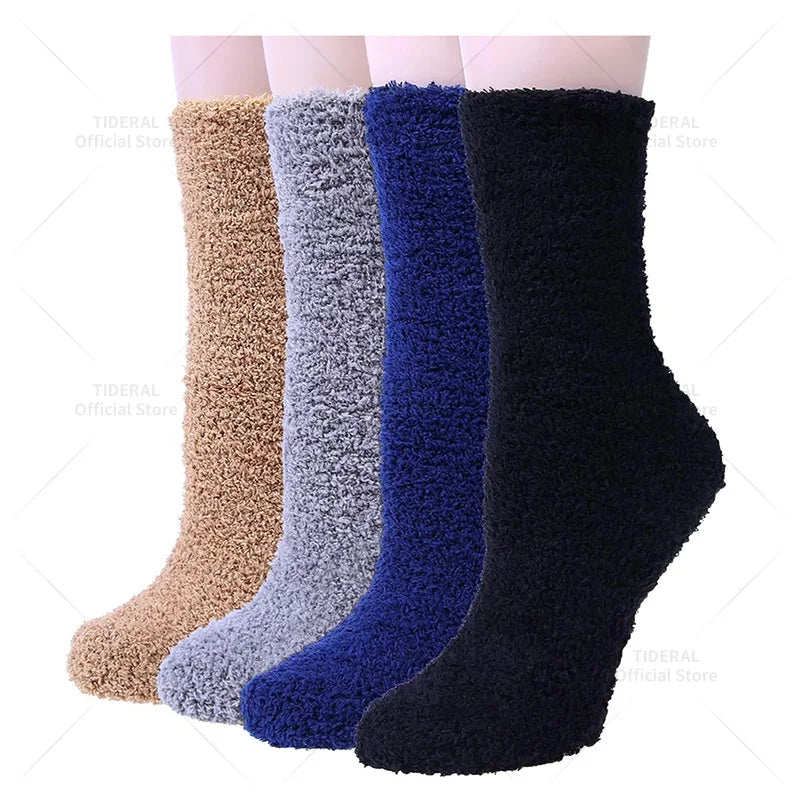 Women Winter Warm Fuzzy Socks Thick Thermal Solid Soft Fluffy