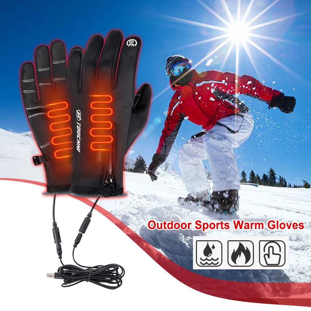 Heated Gloves Eletric Thermal Heat Gloves Winter Warm Skiing