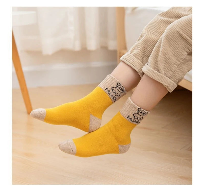 Baby Floor Socks with Cartoon Animal Bear Pattern, Adhesive