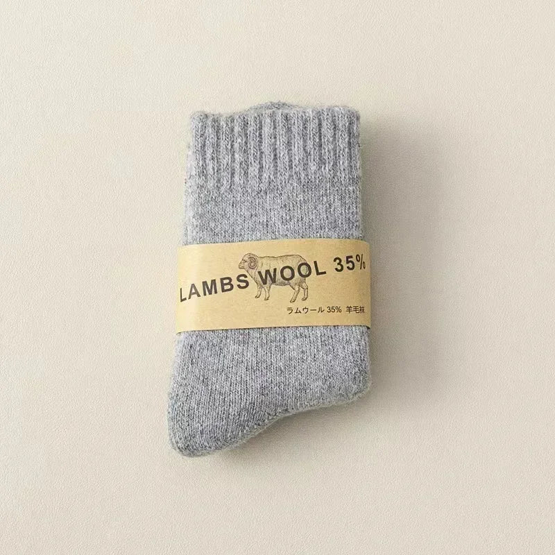 Winter 30% Wool Cashmere Warm Furry Kids Sock Chic Solid Color 🧦