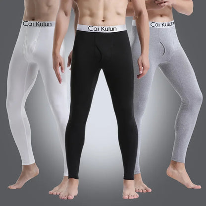 Thermal Underwear Men Thin Fleece Leggings Elastic Underpants