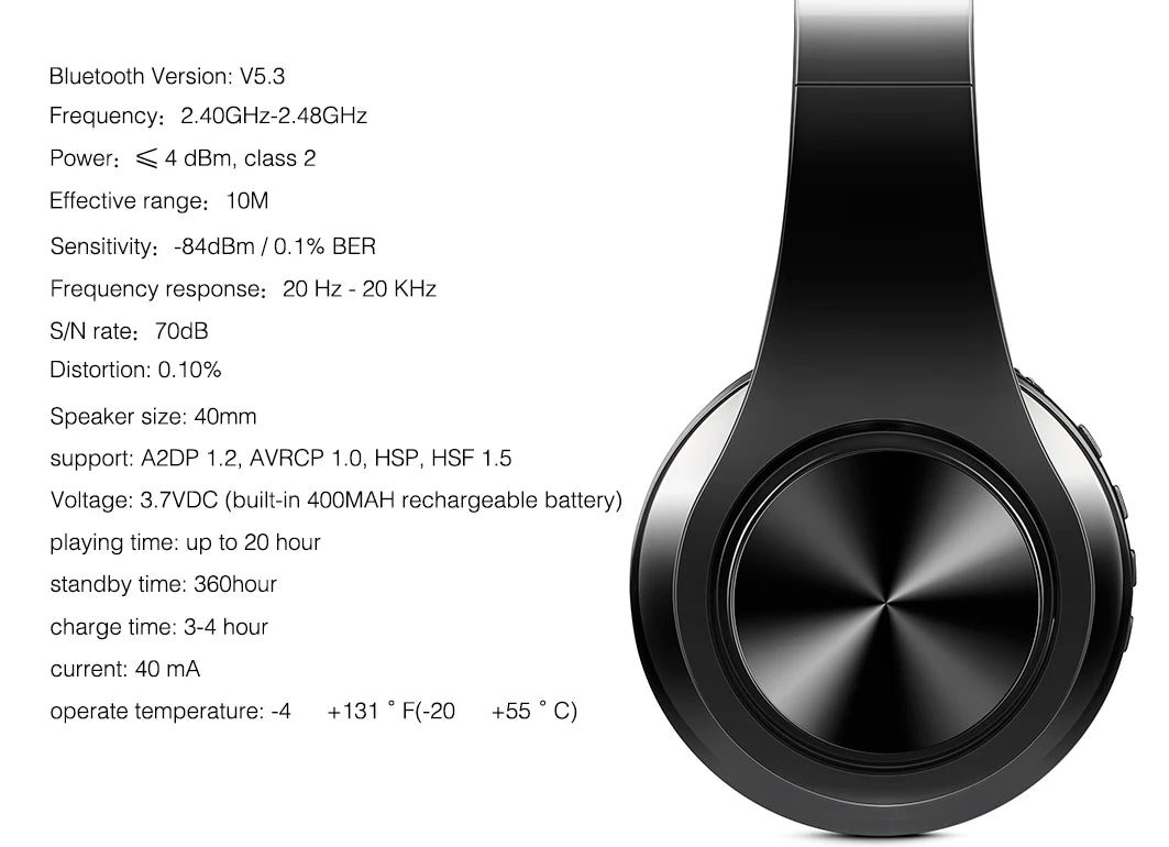 Men Gift Gold Wireless Headphones Bluetooth Earphone Stereo