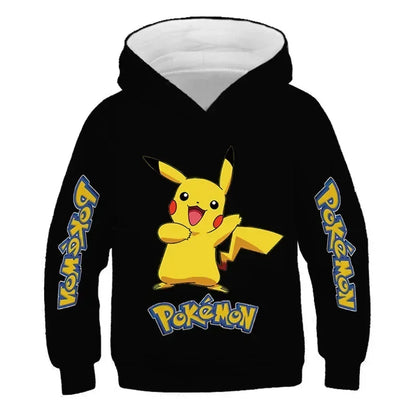 New Autumn 4-14 Years Kids Cotton Pokemon Hoodies Pikachu