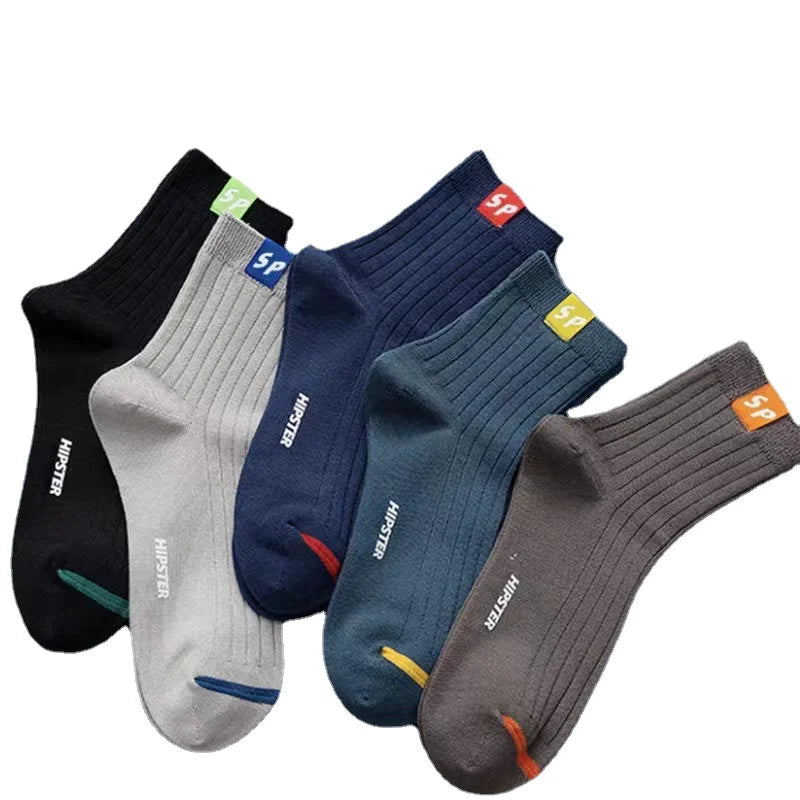 5 Pairs of Men's Cotton Blend Fashionable Low-cut Socks