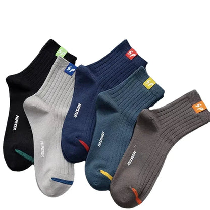 5 Pairs of Men's Cotton Blend Fashionable Low-cut Socks