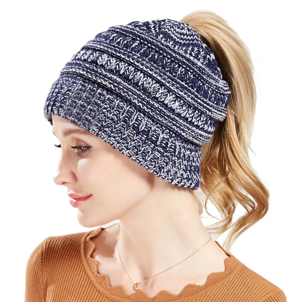 New Outdoor Warm Winter Woolen HatsAcrylic Open Horsetail