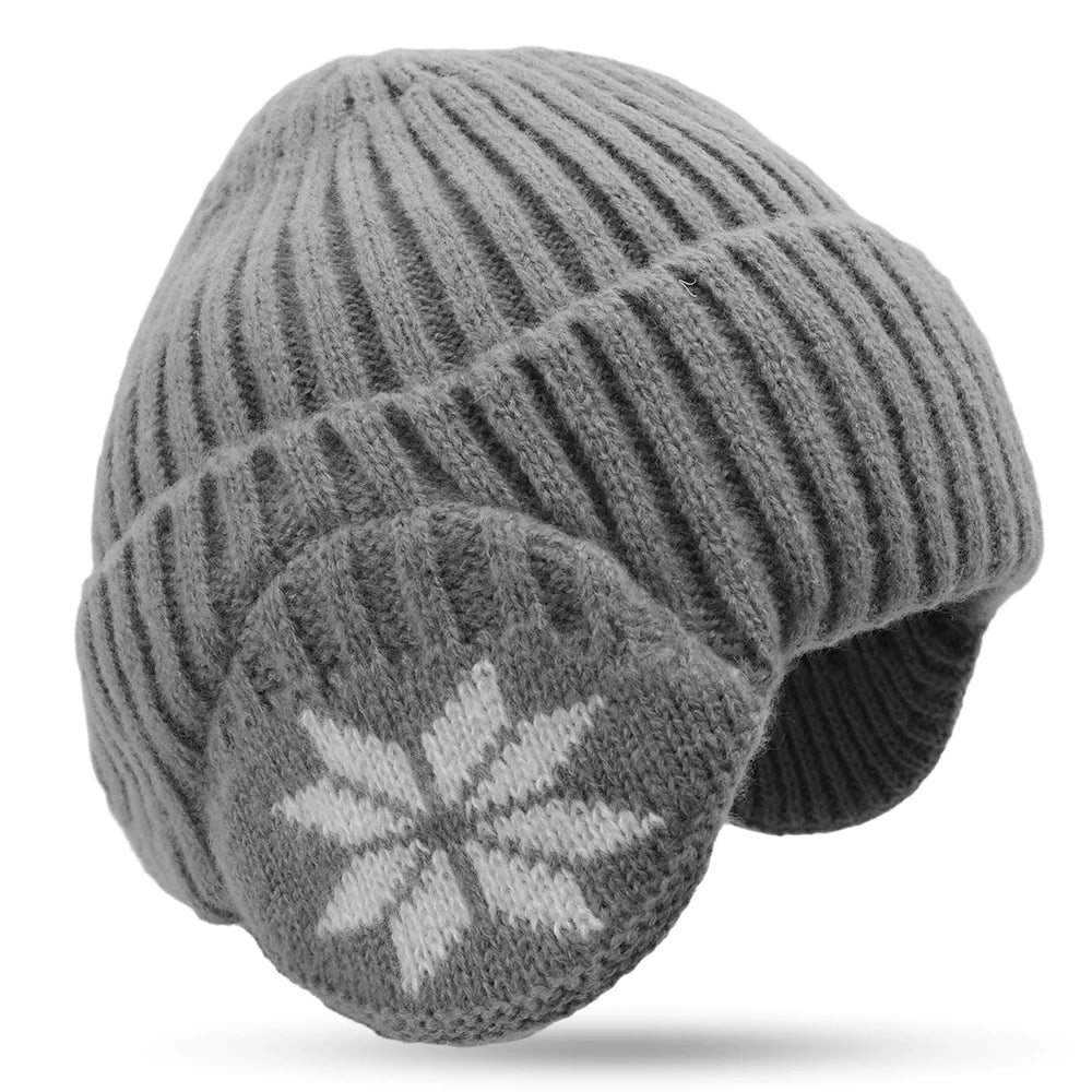 New Outdoor Women Men Winter Knitted Hat Plush Warm Peaked