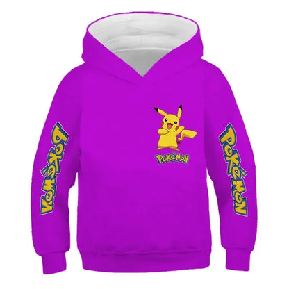 New Autumn 4-14 Years Kids Cotton Pokemon Hoodies Pikachu