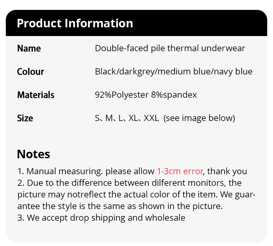 Man Winter Thermal Underwear Set Face Sanding Double Warmth