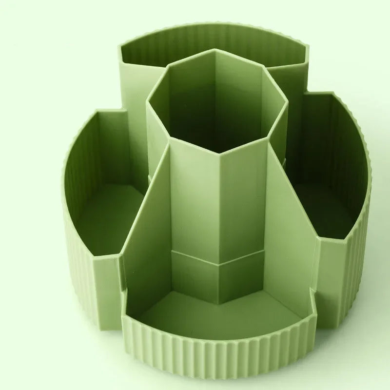 Desktop Stationery Organizer 5 Slots Stationery Storage Box 360 Degree Rotating Cute Pencil Cup Pot for Home Office School