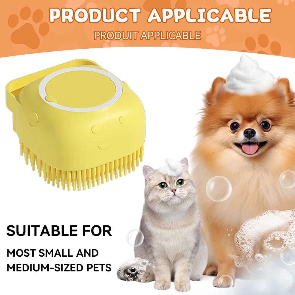 Dog Bathing Brush Pet Massage Brush Shampoo Dispenser