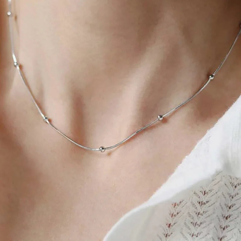 Exquisite Gold Plated Stainless Steel Thin Chain Necklace Freshwater