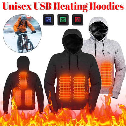 Unisex USB Heating Hoodies Outdoor Heated Jacket Clothes Winter