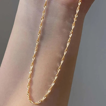 Exquisite Gold Plated Stainless Steel Thin Chain Necklace Freshwater