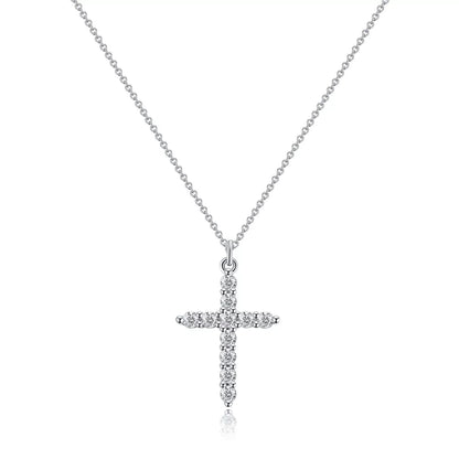 Cubic Zircon Rotatable Crown Cross Pendant Necklaces