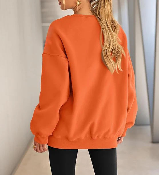 Plus Size Solid Color Sweatshirt, Casual Long Sleeve Crew Neck