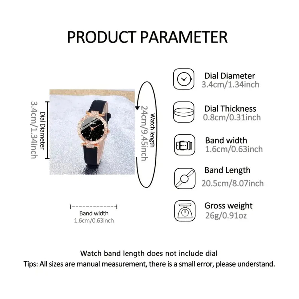 Womens Watches 5Pcs Set Luxury Rhinestone Women Fashion