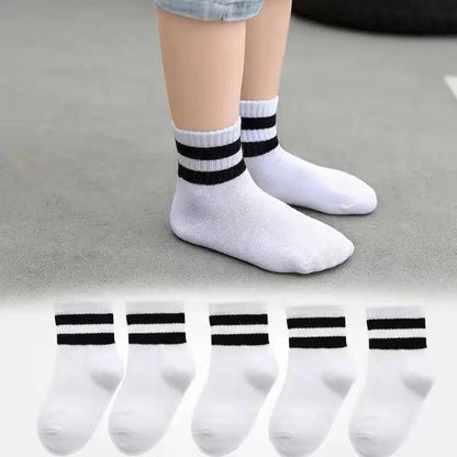 Pure Colour Soft Breathable Cotton Kids School Socks Girls Boys