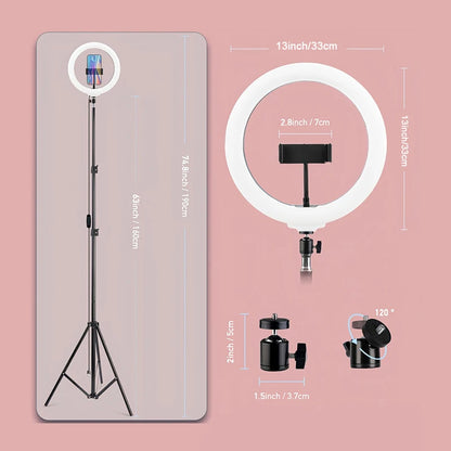 LED Ring Light with Adjustable Color Temperatures 62.9-Inch Tripod