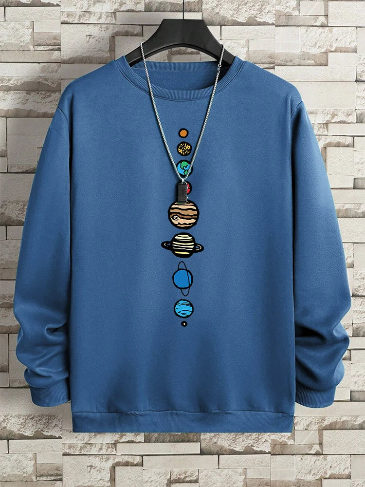 Planets In The Solar System Men Women Hoody Cartoon Crewneck