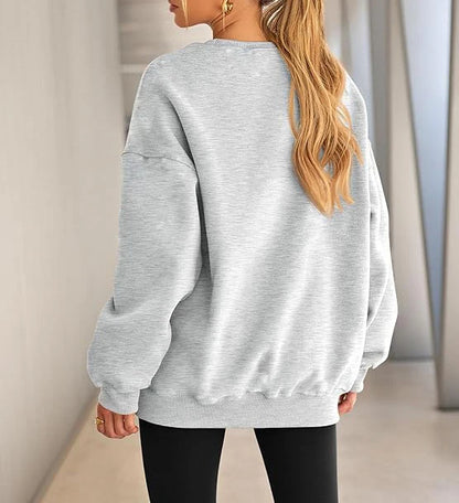 Plus Size Solid Color Sweatshirt, Casual Long Sleeve Crew Neck