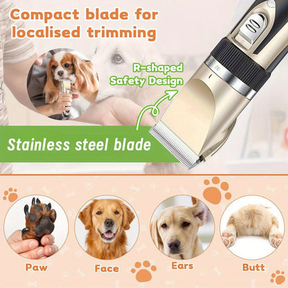 Professional Wireless Electric Pet Grooming Kit: Low-Noise Hair