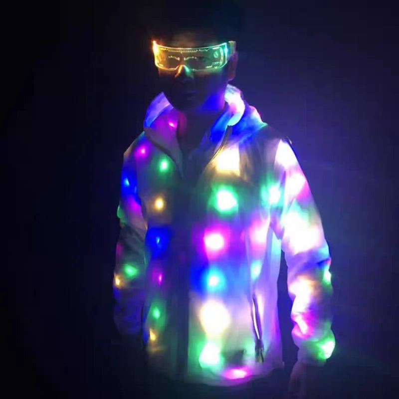 LED Light Up Waterproof Glow Costume and Glasses Set for Cool