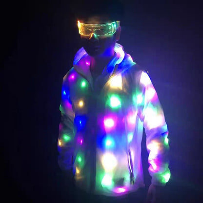 LED Light Up Waterproof Glow Costume and Glasses Set for Cool