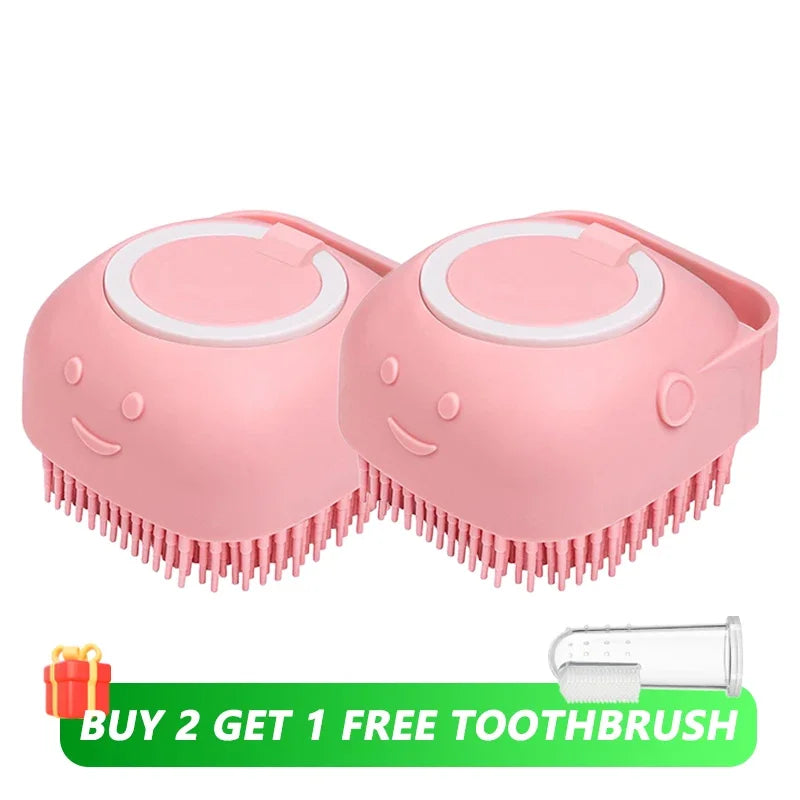Dog Bathing Brush Pet Massage Brush Shampoo Dispenser