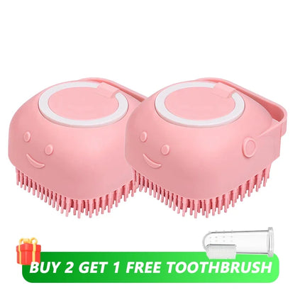 Dog Bathing Brush Pet Massage Brush Shampoo Dispenser