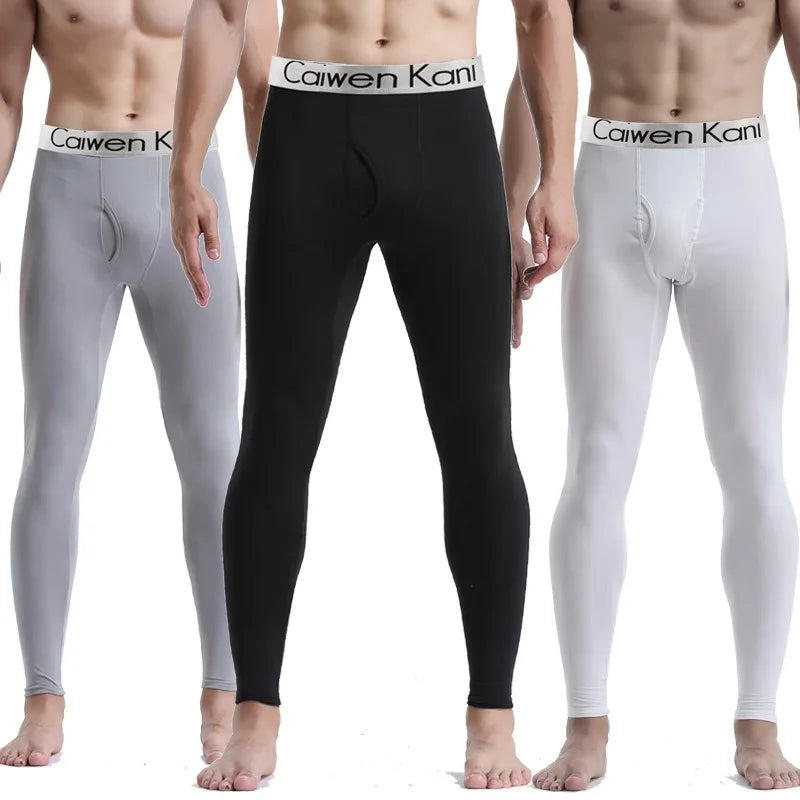 Thermal Underwear Men Thin Fleece Leggings Elastic Underpants