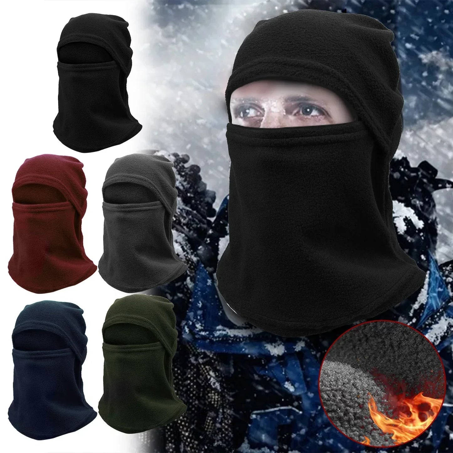 Winter Warm Outdoor Riding Full Face Mask Covers Balaclava Fleece