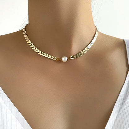 New Beads Women's Neck Chain Kpop Pearl Choker Necklace