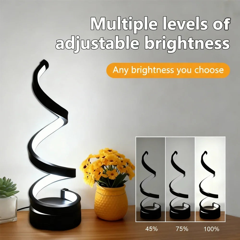 Modern Spiral Table LED Night Light Dimmable Table Lamp Living