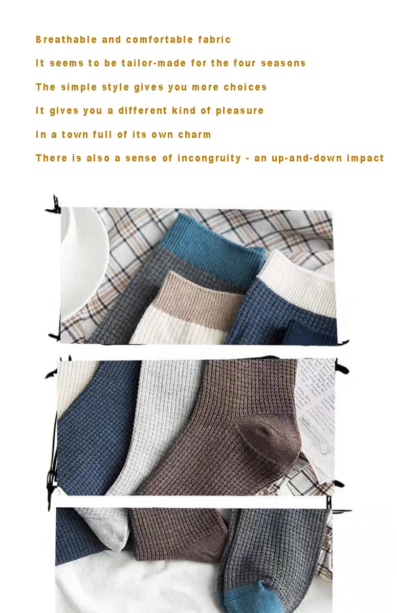 High-quality Harajuku Socks Men's mid-calf socks double-needle