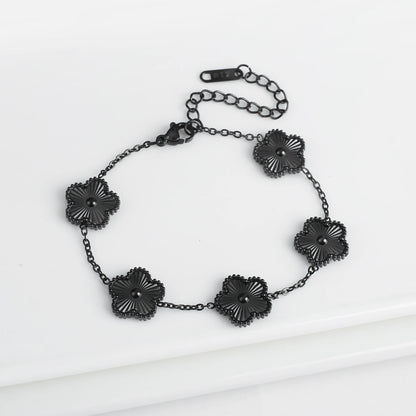 Stainless Steel Bracelet Ladies Adjustable Five Flower