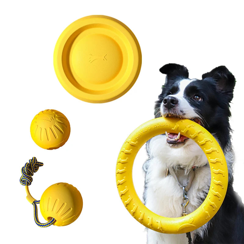 Durable Dog Toys 4 Pack  Flying Disc + Ball + Tug Rope