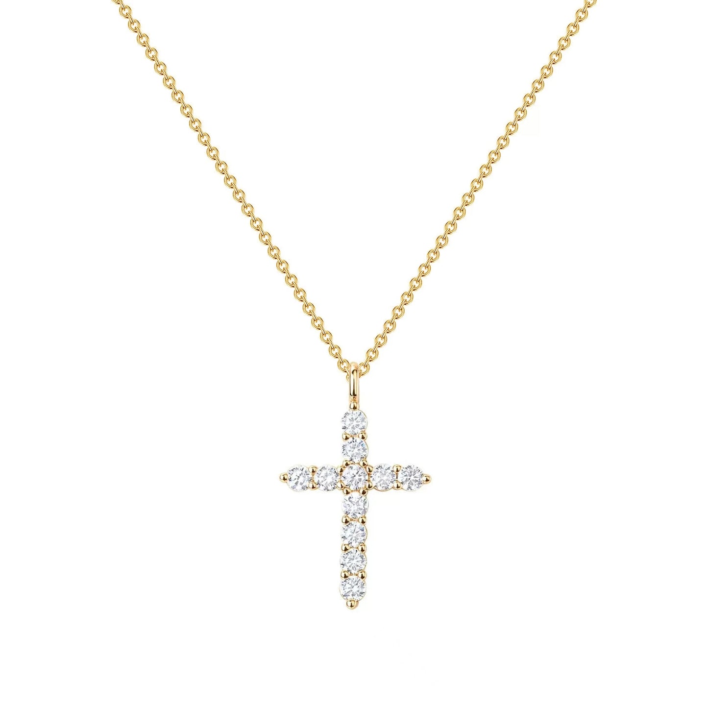 Cubic Zircon Rotatable Crown Cross Pendant Necklaces