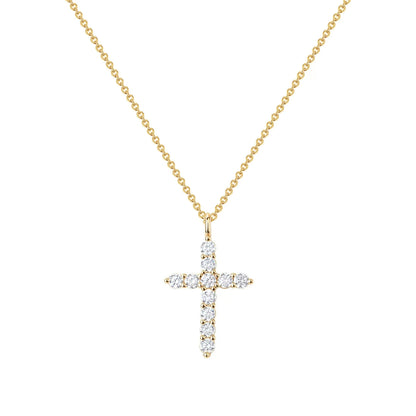 Cubic Zircon Rotatable Crown Cross Pendant Necklaces
