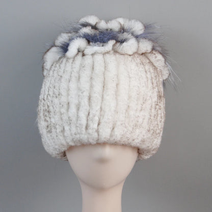 Fur Hats for Women Winter Real Rex Rabbit Hat Fox Fur Knit Female