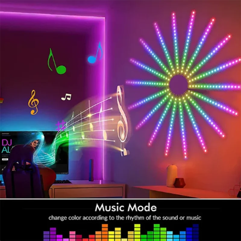 Fireworks LED Strip Light RGB Sound Control Symphony Firework