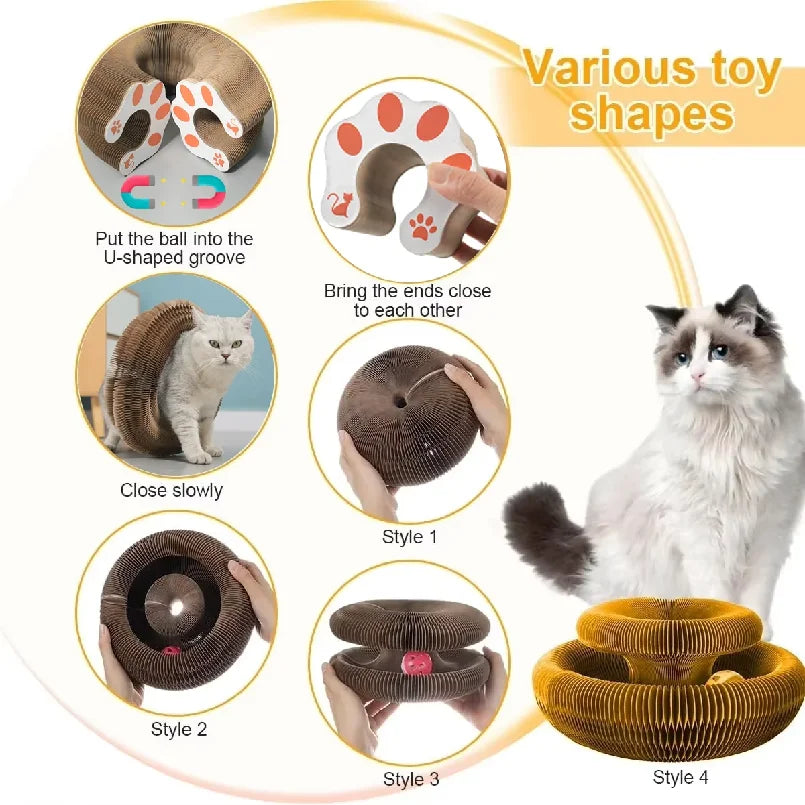 Kitten Curl Toy Foldable Magic Organ Cat Scratching Board