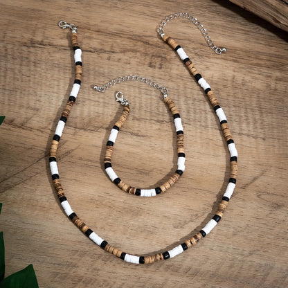 KunJoe 2pcs/set Vintage Natural Soft Clay Beads Bracelet Necklace