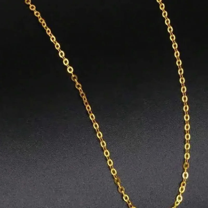 Exquisite Gold Plated Stainless Steel Thin Chain Necklace Freshwater