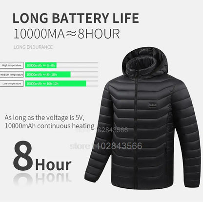 Men Heated Jacket USB Electric Heated Coat Hunting Hiking