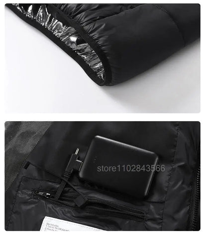 Men Heated Jacket USB Electric Heated Coat Hunting Hiking