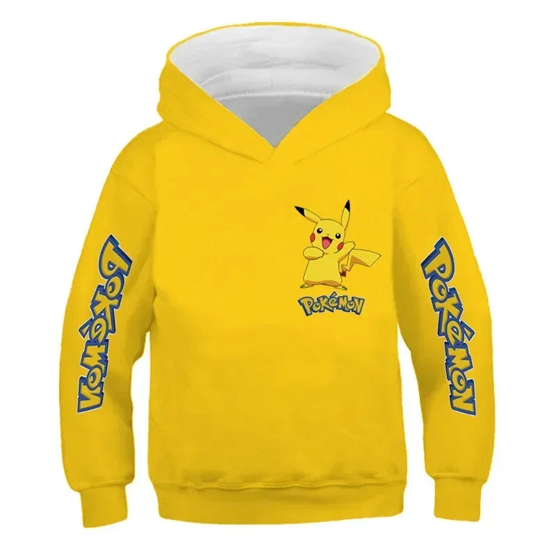 New Autumn 4-14 Years Kids Cotton Pokemon Hoodies Pikachu