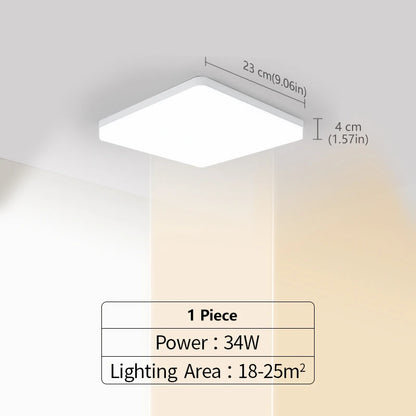 LED Ceiling Lights Square Neutral Light 16W 34W Interior Home