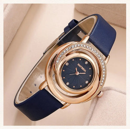 Luxury Watch Women Ring Necklace Earring Rhinestone Fashion